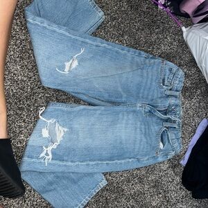 Old Navy Slouchy straight leg jeans with rips size 8 girls